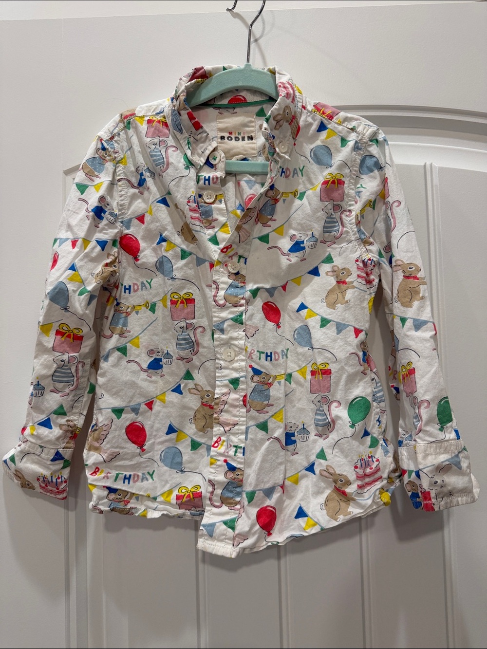 Mini Boden button up birthday shirt size 4-5y
